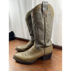Sheplers Western Cowboy Boots All Leather Men Sz 10D Gray with Gray Embroidery